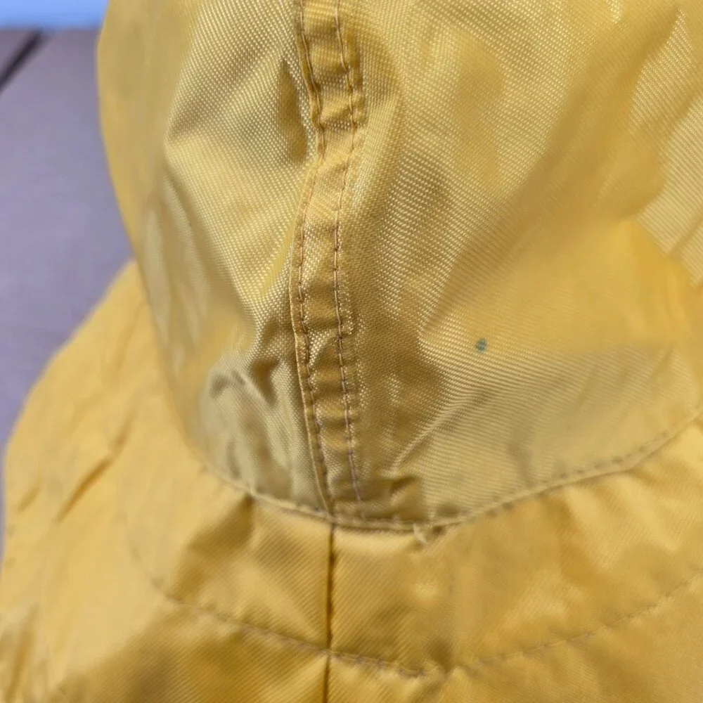 Vintage LL Bean Nylon Hat Yellow Rain Bucket Fisherman USA Size Large Lined